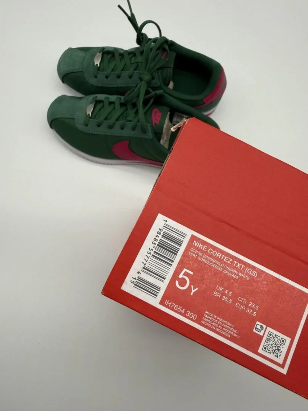 New Nike Cortez TXT GS Shoes Youth 5Y Green Pink IH7654 300 Running Sneakers